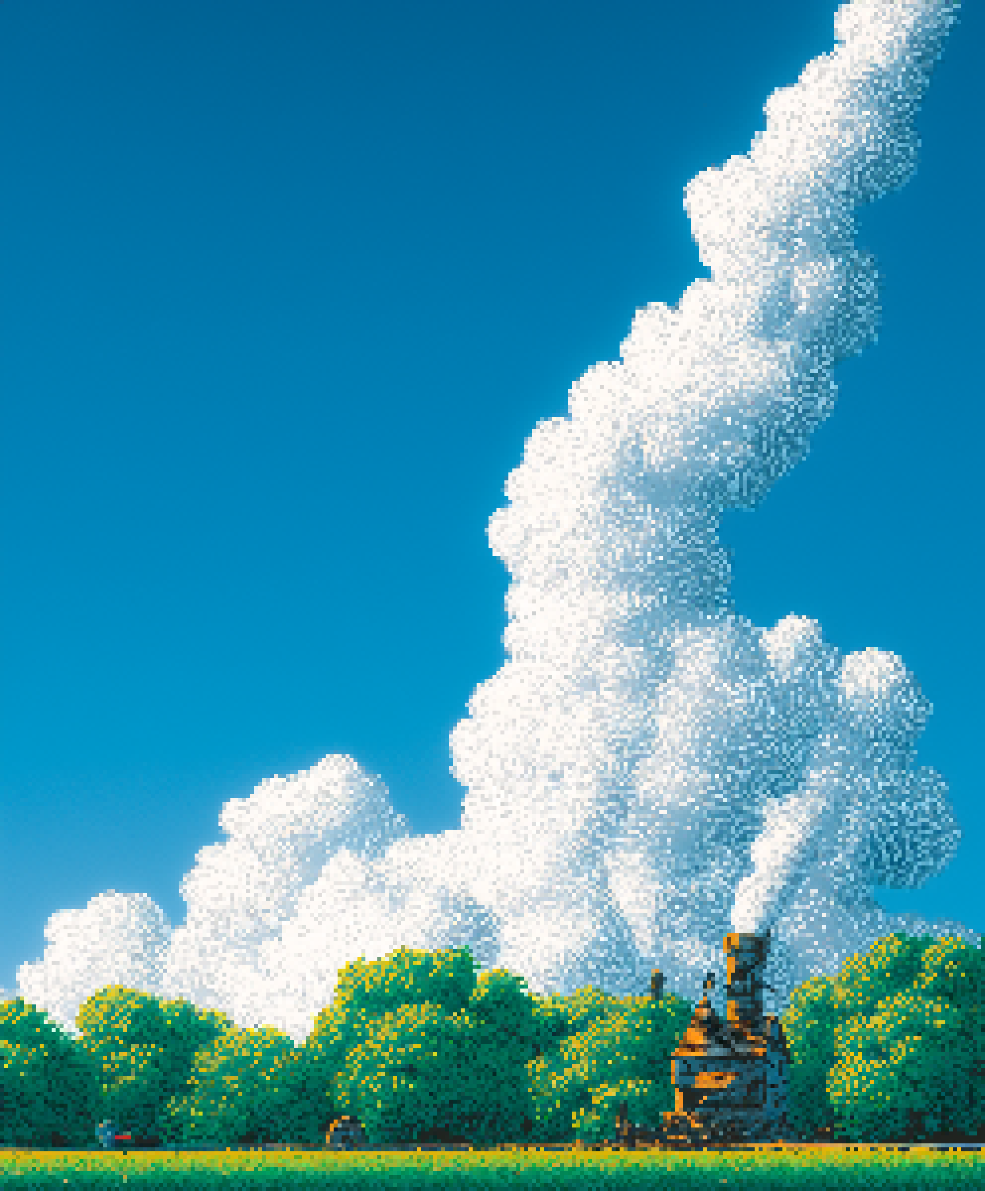 Pixel art castle landscape