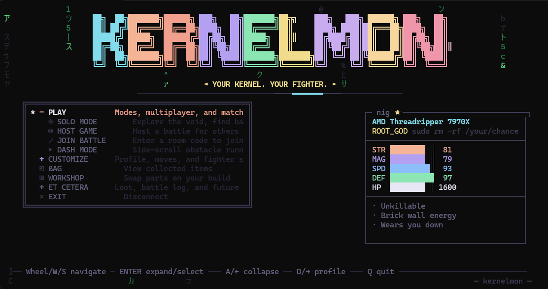 Kernelmon screenshot
